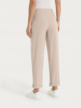 Pantalone a carota con tasche in Linen Super Fresh Marroni Donna - Ragno