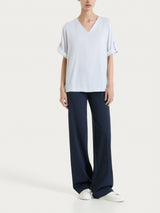 Pantalone ampio in Compact Light Blu Donna - Ragno