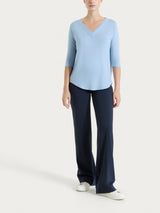 Pantalone ampio in Compact Light Blu Donna - Ragno