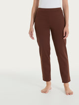 Pantalone a carota con tasche in Jersey di Cotone Marroni Donna - Ragno