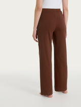 Pantalone ampio con tasche in Jersey di Cotone Marroni Donna - Ragno