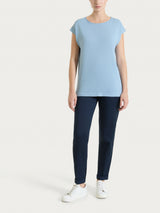 Pantalone chino slim con tasche in Satin Power Blu Donna - Ragno