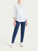 Pantalone chino slim con tasche in Satin Power Blu Donna - Ragno