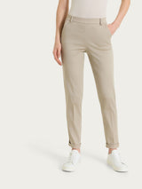 Pantalone chino slim con tasche in Satin Power Marroni Donna - Ragno