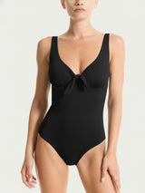 Costume intero con nodo in Microfibra Stretch Neri Donna - Ragno