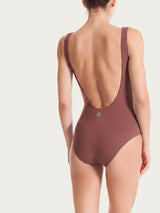 Costume intero con nodo in Microfibra Stretch Marroni Donna - Ragno