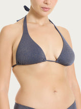 Reggiseno a triangolo personalizzabile in Microfibra Stretch Lurex Blu Donna - Ragno