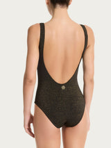 Costume intero con nodo in Microfibra Stretch con Lurex Neri Donna - Ragno