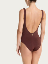 Costume intero con nodo in Microfibra Stretch con Lurex Marroni Donna - Ragno