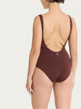 Costume intero con nodo in Microfibra Stretch con Lurex Marroni Donna - Ragno