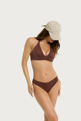 Costume intero con nodo in Microfibra Stretch con Lurex Marroni Donna - Ragno