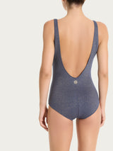 Costume intero con sostegno in Microfibra Stretch con Lurex Blu Donna - Ragno