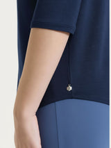 Maglietta con scollo a V incrociato e manica 3/4 in Viscosa Summer Blu Donna - Ragno