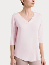 Camiseta en Viscosa Summer de cuello en V y manga 3/4 Rosa Mujer - Ragno