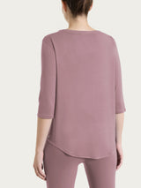 Maglietta con scollo a V incrociato e manica 3/4 in Viscosa Summer Viola Donna - Ragno