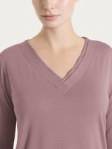Maglietta con scollo a V incrociato e manica 3/4 in Viscosa Summer Viola Donna - Ragno
