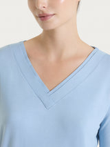 Maglietta con scollo a V incrociato e manica 3/4 in Viscosa Summer Azzurri Donna - Ragno