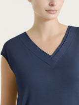 Maglietta con scollo a V incrociato in Viscosa Summer Blu Donna - Ragno