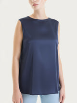Top con spalla larga in Stretch Satin Blu Donna - Ragno