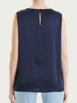 Top con spalla larga in Stretch Satin Blu Donna - Ragno