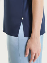 Top con spalla larga in Stretch Satin Blu Donna - Ragno