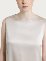 Top con spalla larga in Stretch Satin Bianchi Donna - Ragno