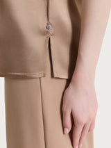 Top con spalla larga in Stretch Satin Marroni Donna - Ragno