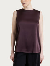 Top con spalla larga in Stretch Satin Marroni Donna - Ragno