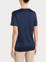 Maglietta con manica corta in Stretch Satin Blu Donna - Ragno