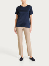 Maglietta con manica corta in Stretch Satin Blu Donna - Ragno