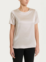 Maglietta con manica corta in Stretch Satin Bianchi Donna - Ragno