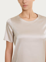 Maglietta con manica corta in Stretch Satin Bianchi Donna - Ragno