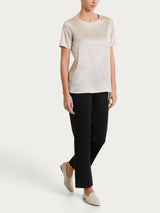 Maglietta con manica corta in Stretch Satin Bianchi Donna - Ragno