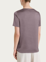 Women's Brown Stretch Satin Short-Sleeve T-Shirt - Ragno