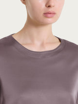 Women's Brown Stretch Satin Short-Sleeve T-Shirt - Ragno