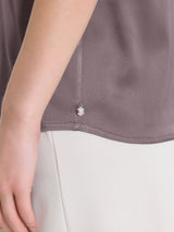 Women's Brown Stretch Satin Short-Sleeve T-Shirt - Ragno