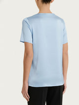 Maglietta con manica corta in Stretch Satin Azzurri Donna - Ragno