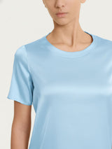 Maglietta con manica corta in Stretch Satin Azzurri Donna - Ragno