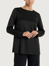 Blusa con manica lunga in Stretch Satin Neri Donna - Ragno