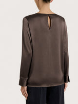 Blusa con manica lunga in Stretch Satin Marroni Donna - Ragno