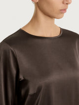 Blusa con manica lunga in Stretch Satin Marroni Donna - Ragno