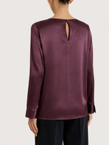 Blusa con manica lunga in Stretch Satin Viola Donna - Ragno