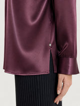 Blusa con manica lunga in Stretch Satin Viola Donna - Ragno