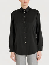 Camicia con manica lunga in Stretch Satin Neri Donna - Ragno
