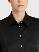 Camicia con manica lunga in Stretch Satin Neri Donna - Ragno