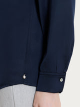 Camicia con manica lunga in Stretch Satin Blu Donna - Ragno
