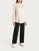 Camicia con manica lunga in Stretch Satin Bianchi Donna - Ragno