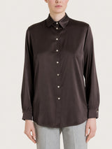 Camicia con manica lunga in Stretch Satin Marroni Donna - Ragno