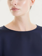 Blusa con manica 3/4 in Stretch Satin Blu Donna - Ragno