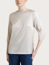 Blusa con manica 3/4 in Stretch Satin Bianchi Donna - Ragno